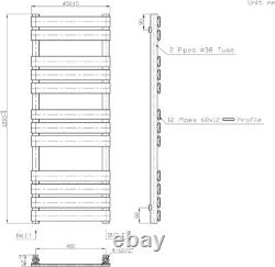 Minimalist Bathroom Flat Panel Heated Towel Rail Radiator Rad Chrome 1200x450mm