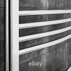 Modern Bathroom 1200 x 600mm Heated Towel Rail Radiator Curved Chrome 17 Rails