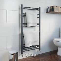 Modern Bathroom 1200 x 600mm Heated Towel Rail Radiator Straight Anthracite Flat