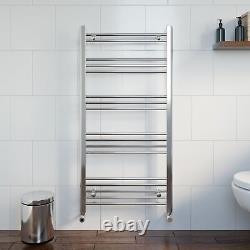Modern Bathroom 1200 x 600mm Heated Towel Rail Radiator Straight Chrome 17 Rails