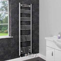 Modern Bathroom 1600 x 450mm Heated Towel Rail Radiator Curved Chrome 22 Rails