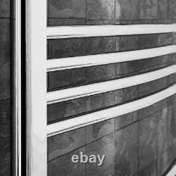 Modern Bathroom 1600 x 600mm Heated Towel Rail Radiator Curved Chrome 22 Rails
