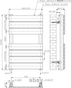 Modern Bathroom 650mm x 400mm Heated Towel Rail Radiator Flat Panel Anthracite