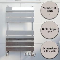Modern Bathroom 650x400mm Heated Towel Rail Radiator Central Heating Flat Chrome