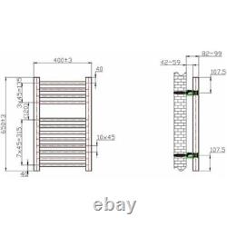 Modern Bathroom 650x400mm Heated Towel Rail Radiator Central Heating Flat Chrome