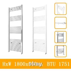 Modern Bathroom Straight Heated Towel Rail Radiator White Chrome Ladder Warmer