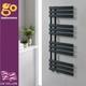 Modern Black Vertical Towel Rail Offset Heated Bathroom Radiator 1130x500mm