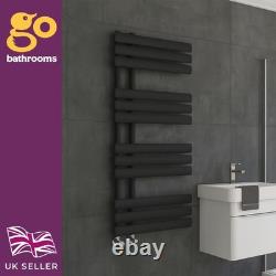 Modern Black Vertical Towel Rail Offset Heated Bathroom Radiator 1130x500mm