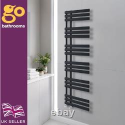 Modern Black Vertical Towel Rail Offset Heated Bathroom Radiator 1750x500mm