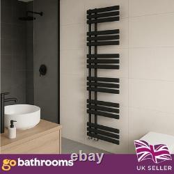 Modern Black Vertical Towel Rail Offset Heated Bathroom Radiator 1750x500mm