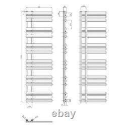 Modern Black Vertical Towel Rail Offset Heated Bathroom Radiator 1750x500mm