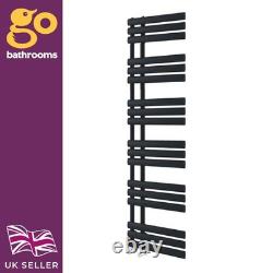 Modern Black Vertical Towel Rail Offset Heated Bathroom Radiator 1750x500mm