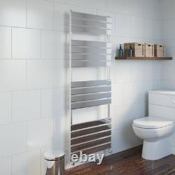 Modern Flat Panel Heated Towel Rail Radiator Chrome 1600x600mm Straight Valves