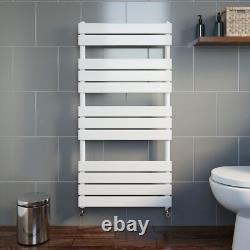 Modern Flat Panel Heated Towel Rail Radiator White 1200 x 600mm Straight Valves