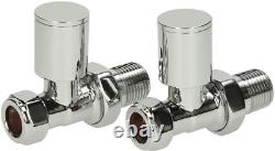 Modern Flat Panel Heated Towel Rail Radiator White 1200 x 600mm Straight Valves