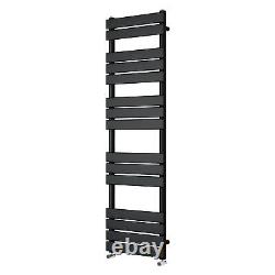 Modern Heated Towel Rail Radiator 1600 x 450mm Black Finish Flat Panel