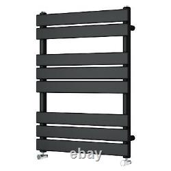 Modern Heated Towel Rail Radiator Juva 800 x 600mm Black Flat Panel