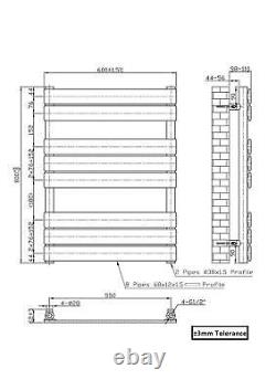 Modern Heated Towel Rail Radiator Juva 800 x 600mm Black Flat Panel