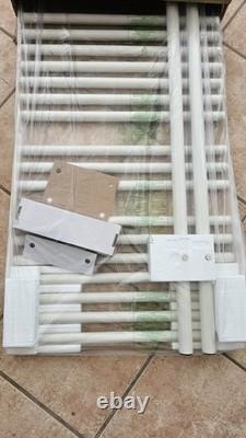 NEW Designer White Heated Bathroom Towel Rail. RRP £355. Side-load wall-mounted
