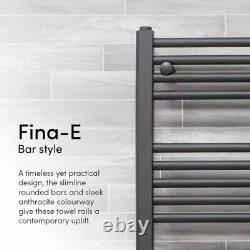 NEW LUXURY BATHROOM ELECTRIC HEATED TOWEL RAIL ANTHRACITE 400x700 WITH WARRANTY