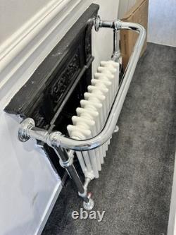 New HERITAGE CLIFTON Victorian Heated Towel Rail Chrome White Radiator RRP £749