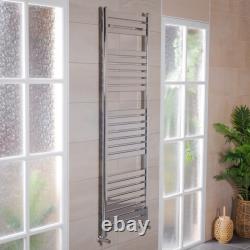 New Square Heated Flat Panel Bathroom Towel Rail Radiator Chrome White Warmer
