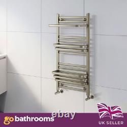 Nickel Bathroom Radiator Heated Towel Rail & Storage Hangers Byron 1000x500mm