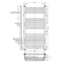 Nickel Bathroom Radiator Heated Towel Rail & Storage Hangers Byron 1000x500mm