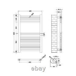 Nuie Heated Ladder Towel Rail 800x500mm 14 Rails 1/2 Polished Chrome Modern