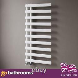 Offset White Bathroom Radiator Vertical Ladder Heated Towel Rail 1140x500mm