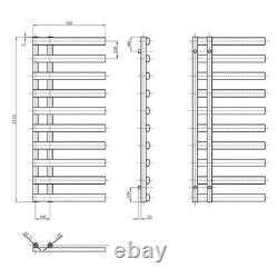 Offset White Bathroom Radiator Vertical Ladder Heated Towel Rail 1140x500mm