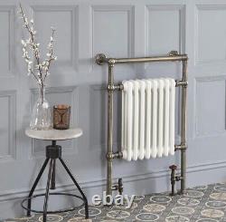 Old English brass/White traditional heated towel rail radiator