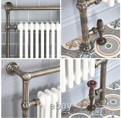 Old English brass/White traditional heated towel rail radiator