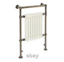Old English brass/White traditional heated towel rail radiator