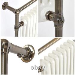 Old English brass/White traditional heated towel rail radiator