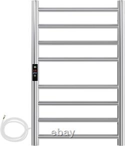 Premium Electric Heated Towel Rail Wall Mounted Chrome 800 x 500 with Timer