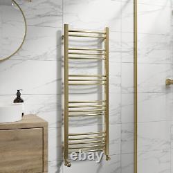 RadiLux Curved Heated Towel Rail Brushed Brass 1200 x 450mm