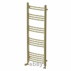 RadiLux Curved Heated Towel Rail Brushed Brass 1200 x 450mm