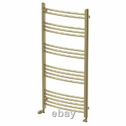 RadiLux Curved Heated Towel Rail Brushed Brass 1200 x 600mm