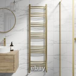 RadiLux Curved Heated Towel Rail Brushed Brass 1600 x 450mm