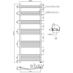 RadiLux Curved Heated Towel Rail Brushed Brass 1600 x 600mm
