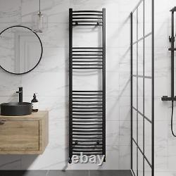 RadiLux Curved Heated Towel Rail Matt Black 1800 x 450mm