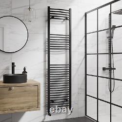 RadiLux Curved Heated Towel Rail Matt Black 1800 x 450mm