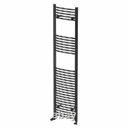 RadiLux Curved Heated Towel Rail Matt Black 1800 x 450mm