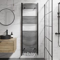 RadiLux Curved Heated Towel Rail Matt Black 1800 x 600mm