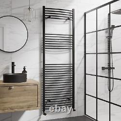 RadiLux Curved Heated Towel Rail Matt Black 1800 x 600mm