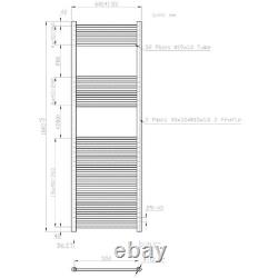RadiLux Heated Towel Rail Matt Black 1800 x 600mm Flat
