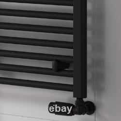 Reina 400x1800 Tall Black Heated Towel Rail Ladder Bathroom Radiator UK