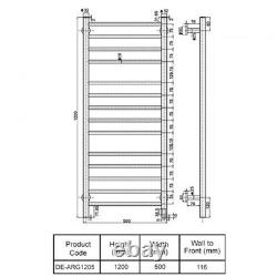 Reina Arnage Dry Electric Heated Towel Rail 1200mm H x 500mm W Polished