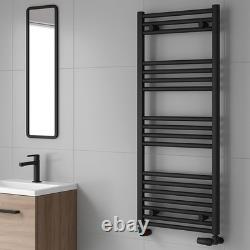 Reina Capo Flat Black Bathroom Heated Towel Rail Radiator 1600x600 Mild Steel